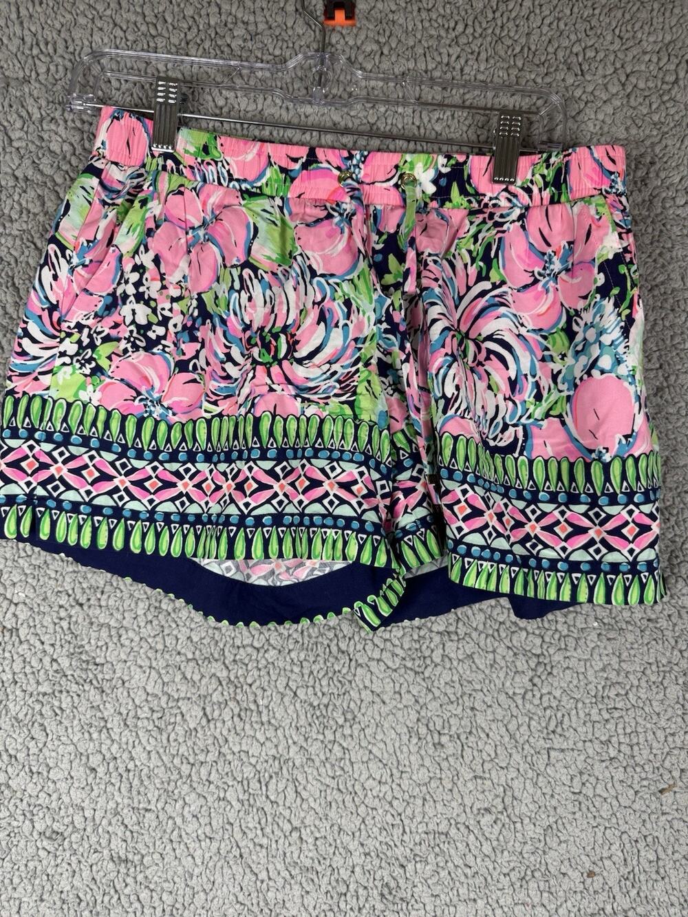 Lilly Pulitzer High Tide Katia Pull On Beach Shorts Floral Multicolored S